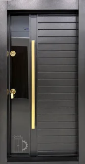 درب ورودی ضد سرقت مدل شیشه فلز افقی قفل ترک